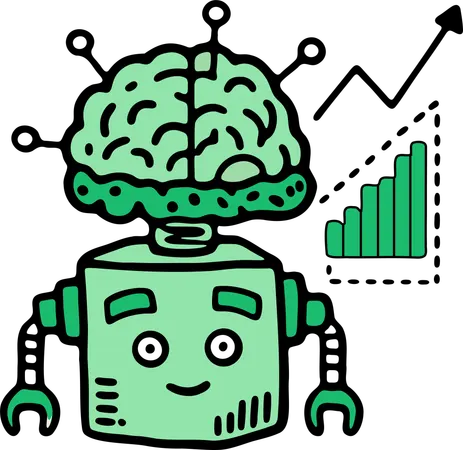 Robot doing automated thinking  Illustration