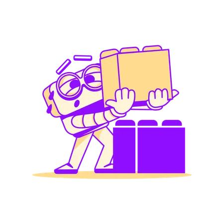 Robot doing block building  Illustration