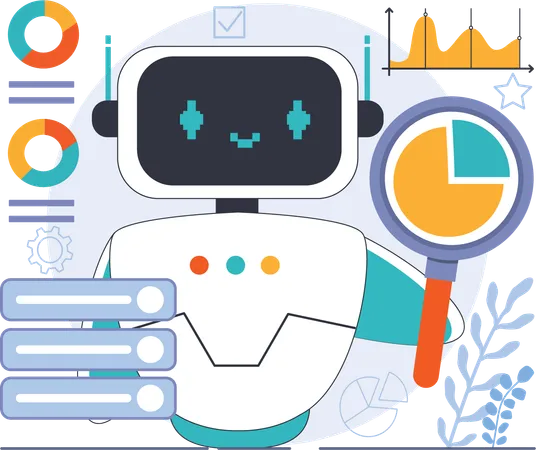 Robot effectuant une analyse commerciale  Illustration