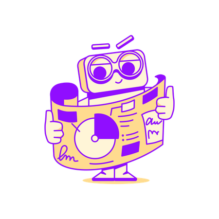 Robot doing chart visualisation  Illustration