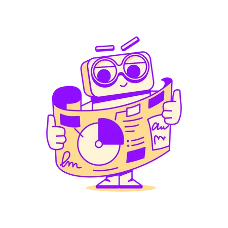 Robot doing chart visualisation  Illustration