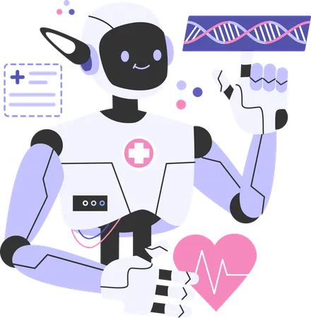 Robot doing dna research  Illustration