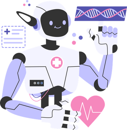 Robot doing dna research  Illustration