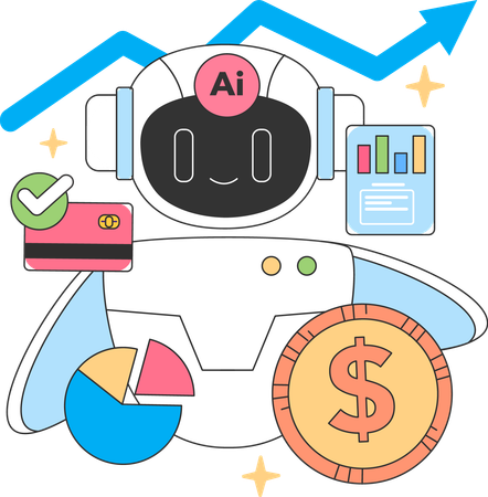 Robot doing financial analysis  Illustration