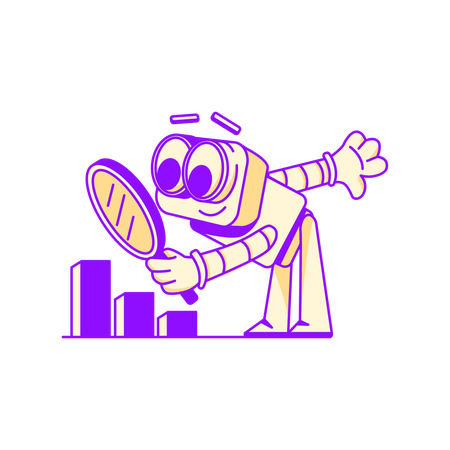 Robot doing graph analysis  Illustration