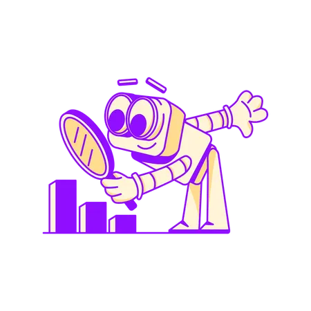 Robot doing graph analysis  Illustration