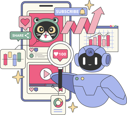 Robot doing marketing analysis  Illustration