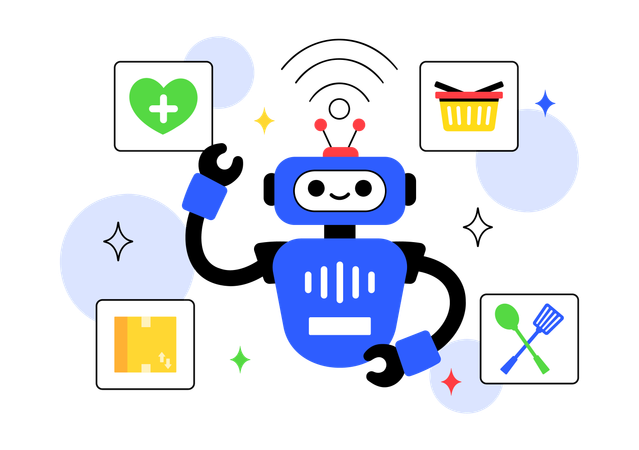 Robot doing multitasking  Illustration