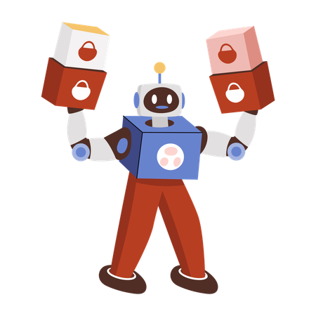 Robot doing package delivery  Illustration