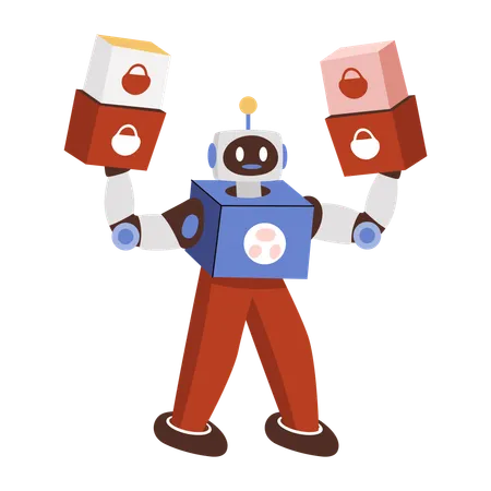 Robot doing package delivery  Illustration