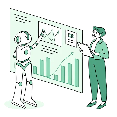 Robot doing predictive analytics  Illustration