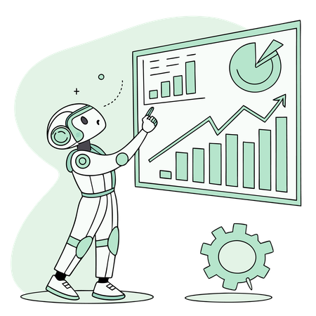 Robot doing predictive analytics  Illustration