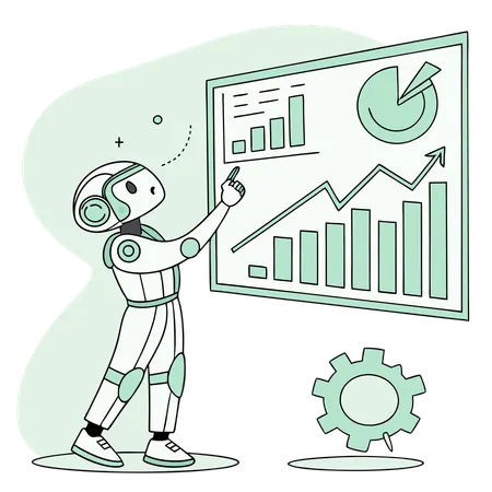 Robot doing predictive analytics  Illustration