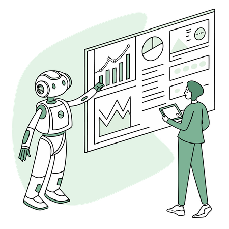 Robot doing predictive analytics  Illustration
