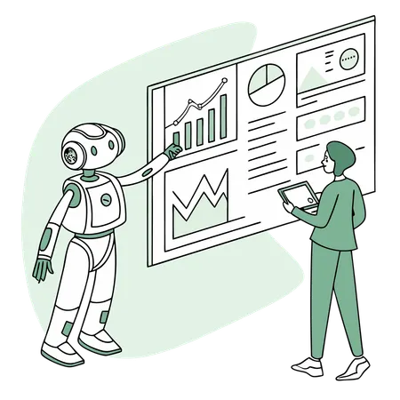 Robot doing predictive analytics  Illustration