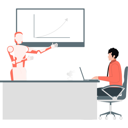 Robot doing presentation  Illustration