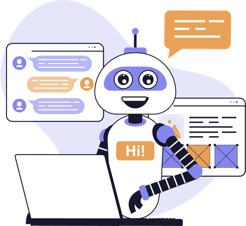 Robot doing programming  Illustration