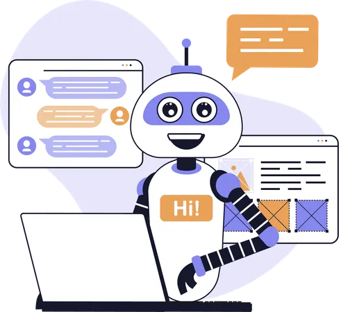 Robot doing programming  Illustration