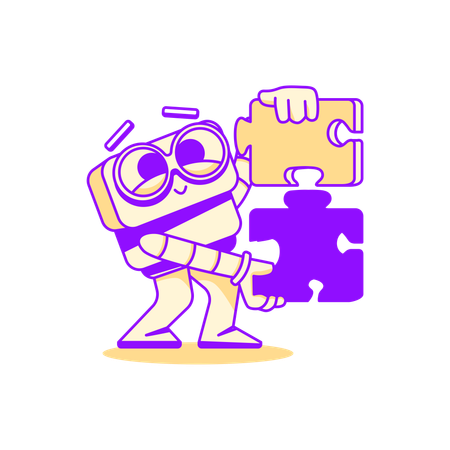 Robot doing puzzle selection  Illustration