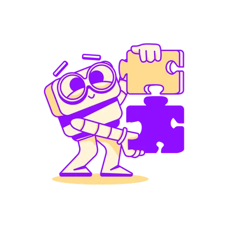 Robot doing puzzle selection  Illustration
