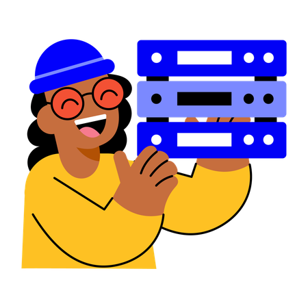Robot doing Server management  Illustration