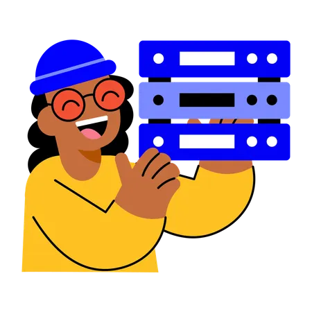 Robot doing Server management  Illustration