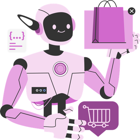Robot doing shopping  Illustration