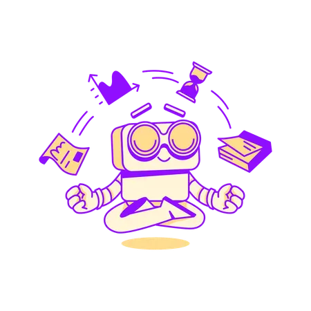 Robot doing task management  Illustration