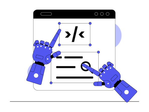 Robot doing web application coding  Illustration