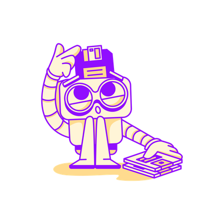 Robot downloading file  Illustration