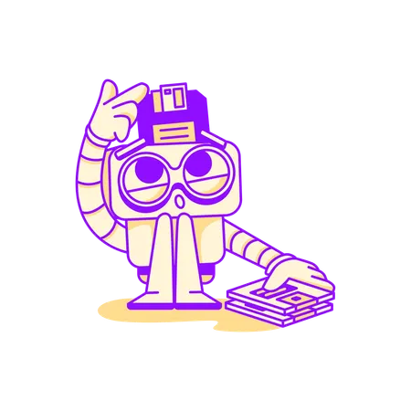 Robot downloading file  Illustration