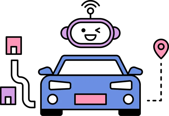 Robot drive car with location  Illustration