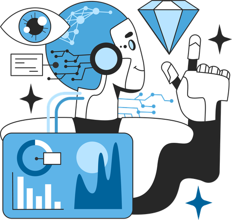 Robot effectuant un travail d'analyse  Illustration