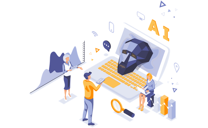Robot effectuant une analyse de données  Illustration