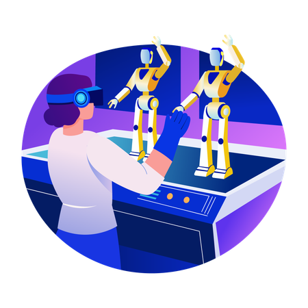Robot Engineer doing robot engineering  Illustration