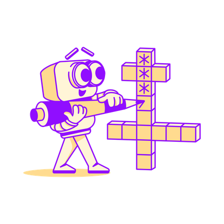 Robot entering password  Illustration