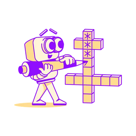 Robot entering password  Illustration