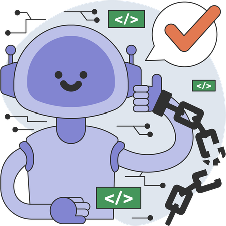 El robot está haciendo programación.  Ilustración