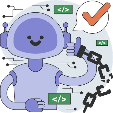 El robot está haciendo programación.  Ilustración