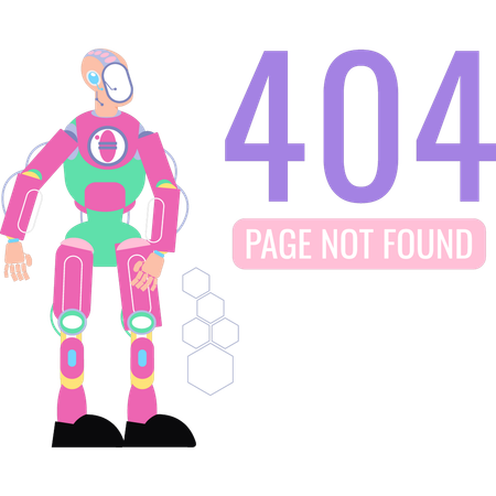 El robot está mirando el error 404.  Illustration
