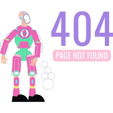 El robot está mirando el error 404.  Illustration