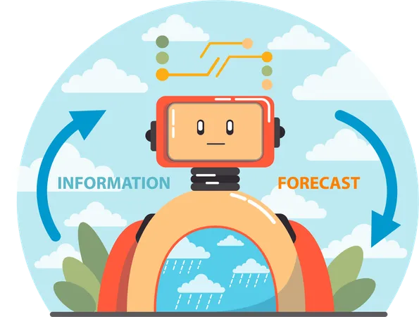 El robot está procesando información en su mente.  Ilustración