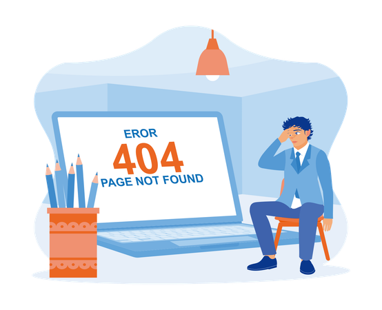 Robot facing 404 error  Illustration