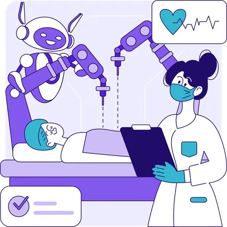 Robot faisant une chirurgie médicale  Illustration