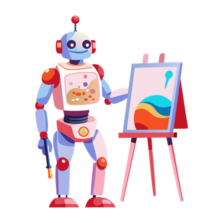 Robot faisant de la peinture  Illustration