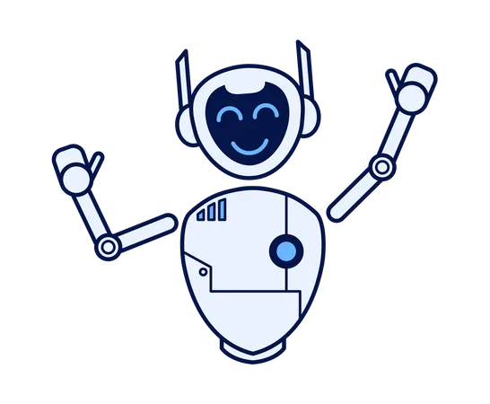 Robot feeling joyful  Illustration