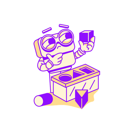 Robot finding solution  Illustration