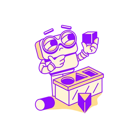 Robot finding solution  Illustration