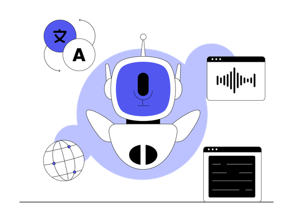 Le robot fonctionne comme un convertisseur de langue  Illustration