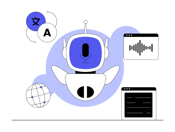 Le robot fonctionne comme un convertisseur de langue  Illustration